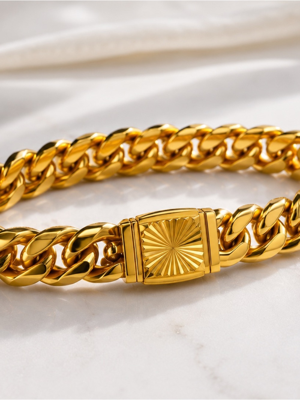 Gold Chain Men's Bracelet - Gold Tone Designer Style
